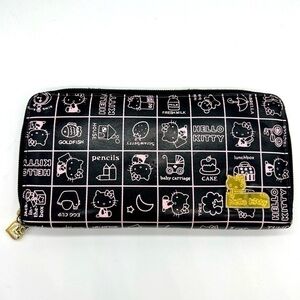SANRIO HELLO KITTY black and pink zip around wallet